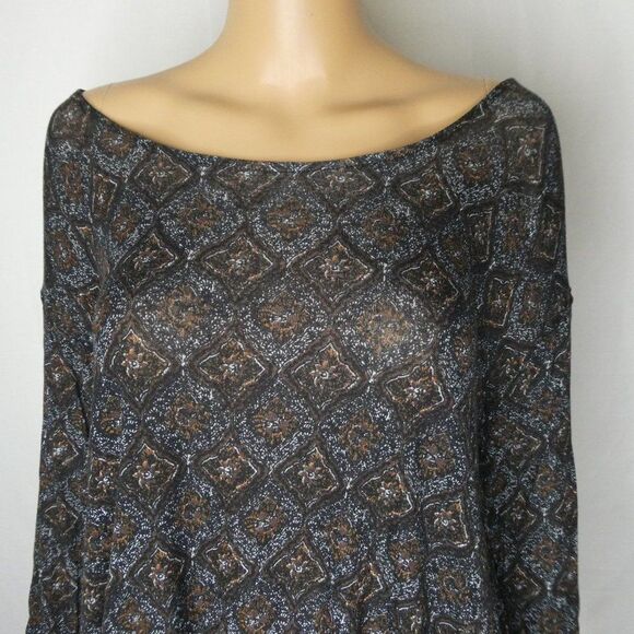 Free People Boat Neck Diamond Print Open Back Top - Picture 3 of 10